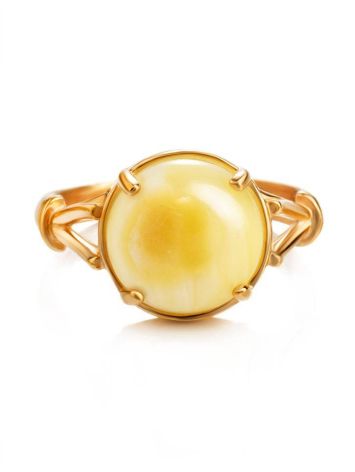 Classy Honey Amber Ring In Gold-Plated Silver The Shanghai, Ring Size: 11.5 / 21, image , picture 5