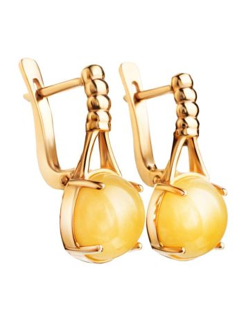 Stylish Honey Amber Earrings In Gold-Plated Silver The Shanghai, image , picture 5