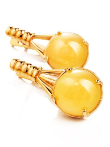 Stylish Honey Amber Earrings In Gold-Plated Silver The Shanghai, image , picture 4
