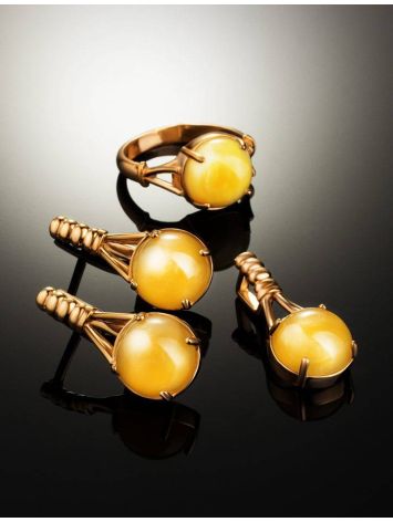 Stylish Honey Amber Earrings In Gold-Plated Silver The Shanghai, image , picture 6