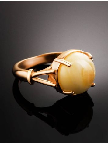 Classy Honey Amber Ring In Gold-Plated Silver The Shanghai, Ring Size: 5.5 / 16, image , picture 2