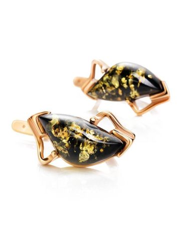 Green Amber Earrings In Gold-Plated Silver The Vesta, image , picture 5