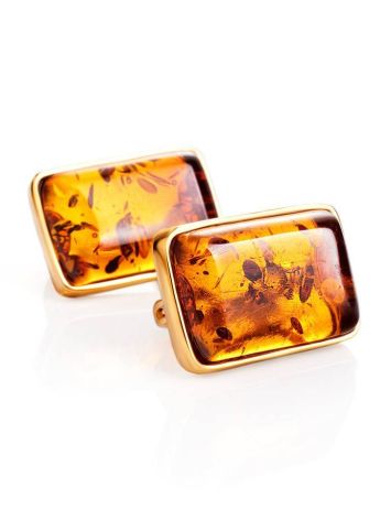 Cognac Amber Earrings In Gold-Plated Silver The Copenhagen, image , picture 3