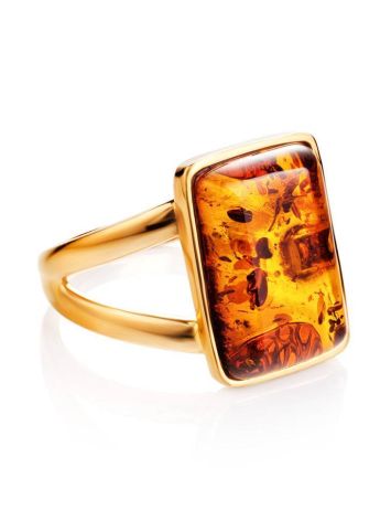 Gold-Plated Ring With Cognac Amber The Copenhagen, Ring Size: 11 / 20.5, image , picture 3