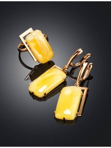 Golden Cocktail Ring With Bold Amber Stone The Picasso, Ring Size: Adjustable, image , picture 3