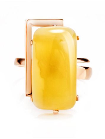 Golden Cocktail Ring With Bold Amber Stone The Picasso, Ring Size: Adjustable, image , picture 5