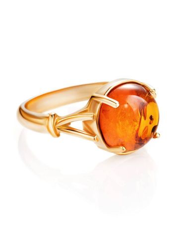 Classy Cognac Amber Ring In Gold-Plated Silver The Shanghai, Ring Size: 6.5 / 17, image , picture 5