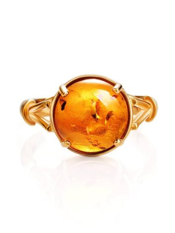 Classy Cognac Amber Ring In Gold-Plated Silver The Shanghai, Ring Size: 6.5 / 17, image , picture 4