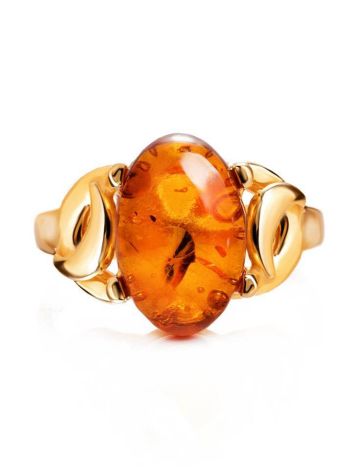 Cognac Amber Ring In Gold-Plated Silver The Prussia, Ring Size: 11.5 / 21, image , picture 5