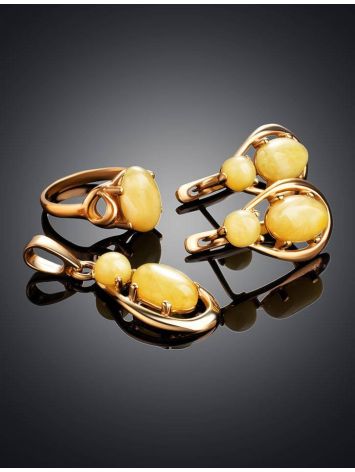 Butterscotch​ Amber Earrings In Gold-Plated Silver The Prussia, image , picture 6
