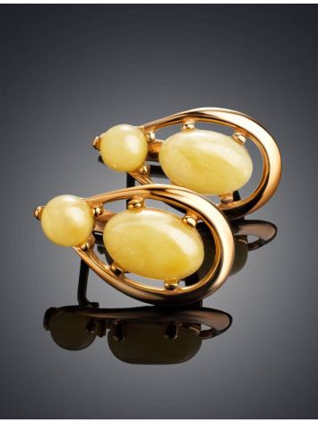 Butterscotch​ Amber Earrings In Gold-Plated Silver The Prussia, image , picture 2