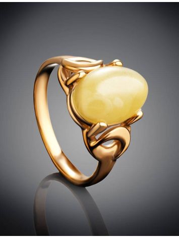 Butterscotch Amber Ring In Gold-Plated Silver The Prussia, Ring Size: 9.5 / 19.5, image , picture 2