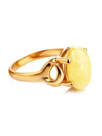 Butterscotch Amber Ring In Gold-Plated Silver The Prussia, Ring Size: 9.5 / 19.5, image , picture 5