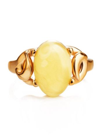 Butterscotch Amber Ring In Gold-Plated Silver The Prussia, Ring Size: 9.5 / 19.5, image , picture 4