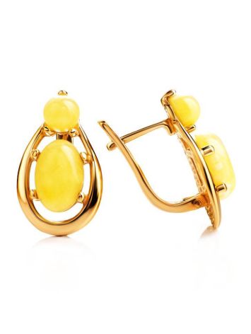 Butterscotch​ Amber Earrings In Gold-Plated Silver The Prussia, image , picture 4
