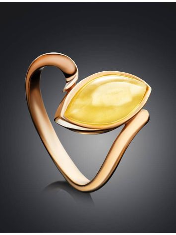 Classy Gold-Plated Ring With Honey Amber The Adagio, Ring Size: 11.5 / 21, image , picture 2