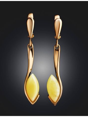 Chic Honey Amber Earrings In Gold-Plated Silver The Adagio, image , picture 2