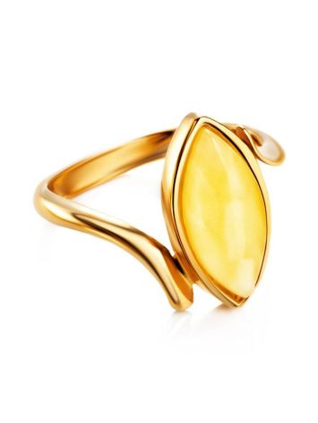 Classy Gold-Plated Ring With Honey Amber The Adagio, Ring Size: 11.5 / 21, image , picture 5