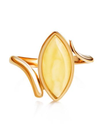 Classy Gold-Plated Ring With Honey Amber The Adagio, Ring Size: 5.5 / 16, image , picture 4
