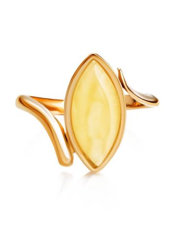 Classy Gold-Plated Ring With Honey Amber The Adagio, Ring Size: 11.5 / 21, image , picture 4