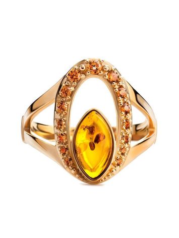 Amber Ring In Gold With Crystals The Raphael, Ring Size: 6.5 / 17, image , picture 4
