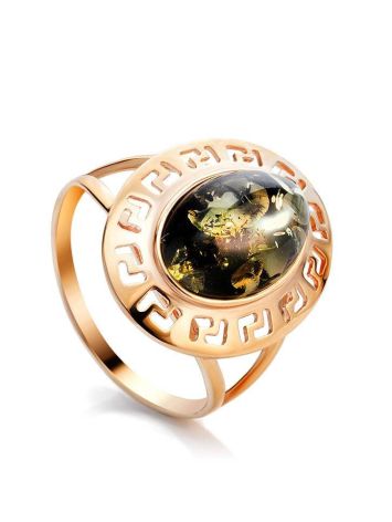Golden Ring With Green Amber The Ellas, Ring Size: 9 / 19, image , picture 4