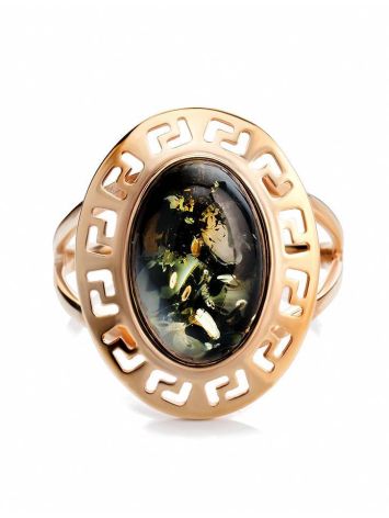Golden Ring With Green Amber The Ellas, Ring Size: 9 / 19, image , picture 3