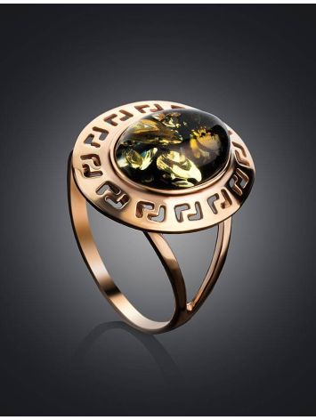 Golden Ring With Green Amber The Ellas, Ring Size: 9 / 19, image , picture 2