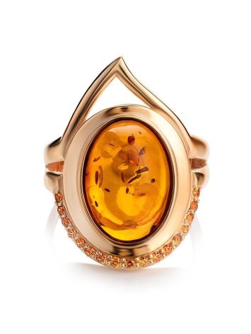 Cocktail Amber Ring In Gold With Crystals The Raphael, Ring Size: 8 / 18, image , picture 5