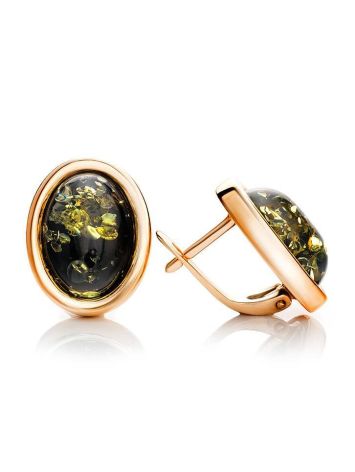 Oval Gold Plated Silver Amber Earrings The Goji, image , picture 3