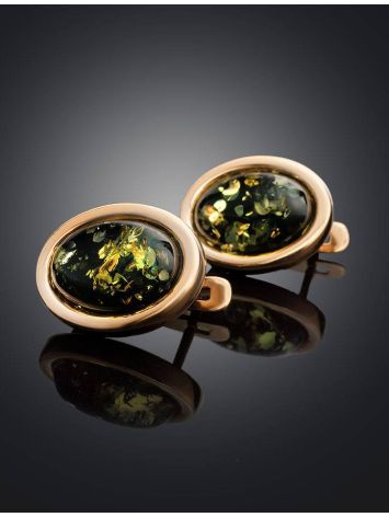 Oval Gold Plated Silver Amber Earrings The Goji, image , picture 2