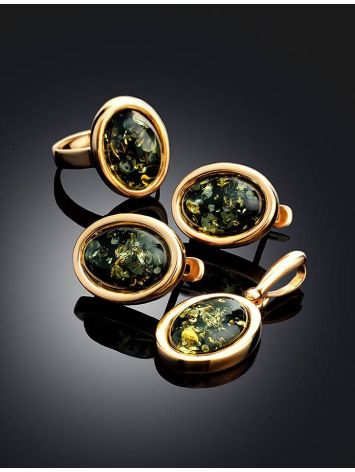 Oval Gold Plated Silver Amber Earrings The Goji, image , picture 4
