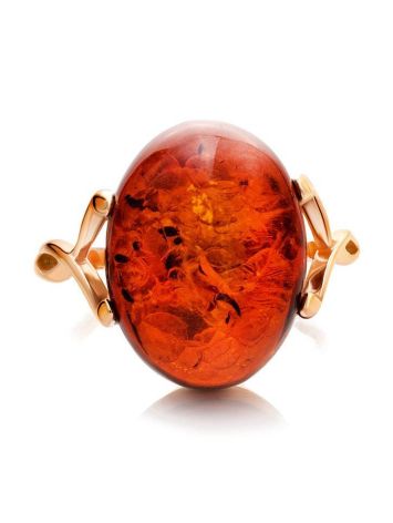 Gold-Plated Cocktail Ring With Cognac Amber The Napoli, Ring Size: 6 / 16.5, image , picture 5