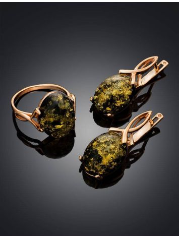 Gold-Plated Earrings With Green Amber The Napoli, image , picture 5
