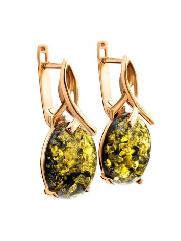 Gold-Plated Earrings With Green Amber The Napoli, image , picture 4