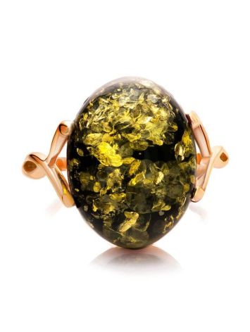Green Amber Ring In Gold-Plated Silver The Napoli, Ring Size: 11.5 / 21, image , picture 4