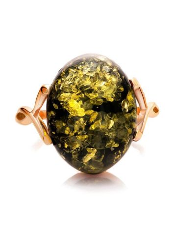 Green Amber Ring In Gold-Plated Silver The Napoli, Ring Size: 13 / 22, image , picture 4