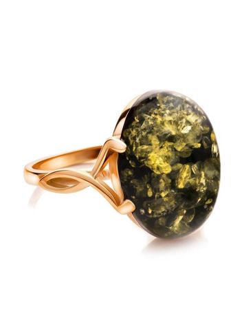 Green Amber Ring In Gold-Plated Silver The Napoli, Ring Size: 13 / 22, image , picture 5
