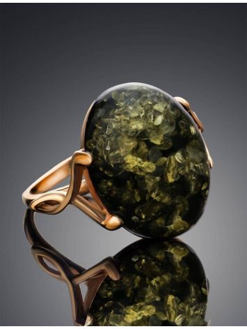 Green Amber Ring In Gold-Plated Silver The Napoli, Ring Size: 13 / 22, image , picture 2