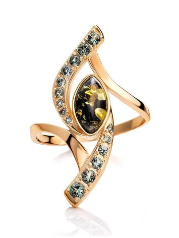 Amber Ring In Gold With Crystals The Raphael, Ring Size: 8.5 / 18.5, image , picture 3