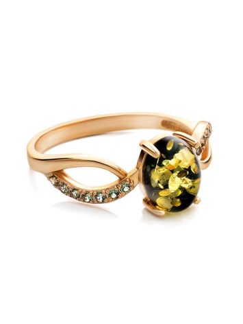 Amber Ring In Gold With Green Crystals The Raphael, Ring Size: 5.5 / 16, image , picture 3