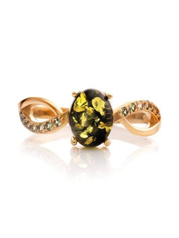 Amber Ring In Gold With Green Crystals The Raphael, Ring Size: 5.5 / 16, image , picture 4