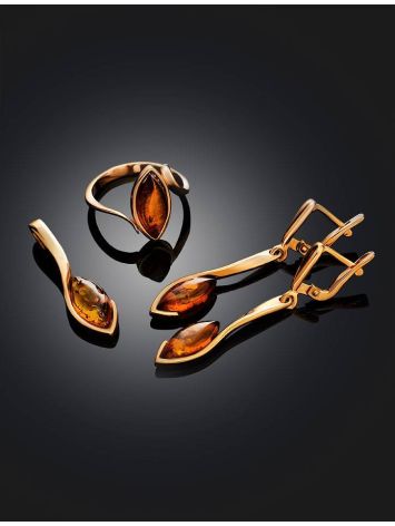 Lovely Cognac Amber Ring In Gold-Plated Silver The Adagio, Ring Size: 11.5 / 21, image , picture 6