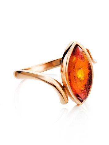 Lovely Cognac Amber Ring In Gold-Plated Silver The Adagio, Ring Size: 5.5 / 16, image , picture 3