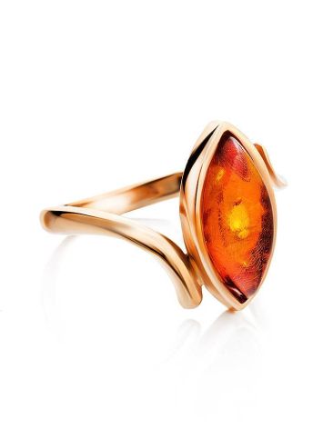 Lovely Cognac Amber Ring In Gold-Plated Silver The Adagio, Ring Size: 11.5 / 21, image , picture 3