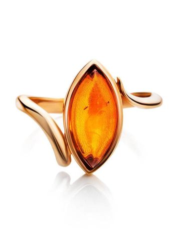 Lovely Cognac Amber Ring In Gold-Plated Silver The Adagio, Ring Size: 11.5 / 21, image , picture 5