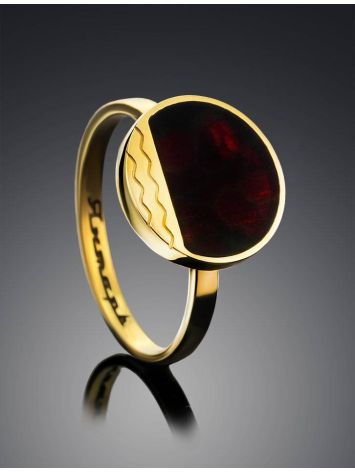 Round Amber Ring In Gold-Plated Silver The Monaco, Ring Size: 8.5 / 18.5, image , picture 2