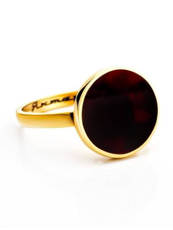 Gold-Plated Ring With Cherry Amber The Monaco, Ring Size: 5.5 / 16, image , picture 3