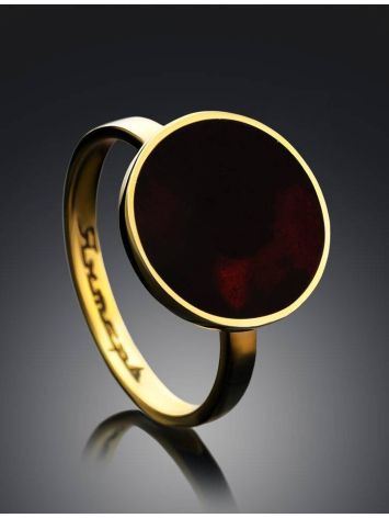 Gold-Plated Ring With Cherry Amber The Monaco, Ring Size: 5.5 / 16, image , picture 2