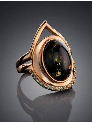 Golden Amber Ring With Green Crystals The Raphael, Ring Size: 8 / 18, image , picture 2